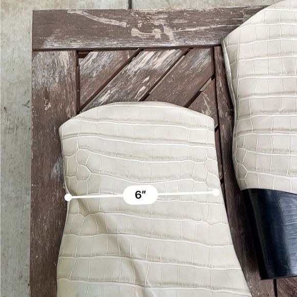 SCHUTZ Egg Shell Croc Embossed Black Block Heeled Short Boots - Picture 11 of 11